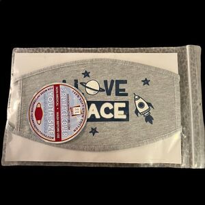 “ I Love Space" 3-ply cotton youth’s adjustable face cover NWT